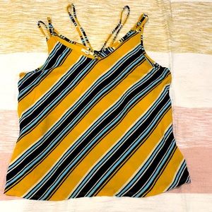 Yellow/ blue stripe top